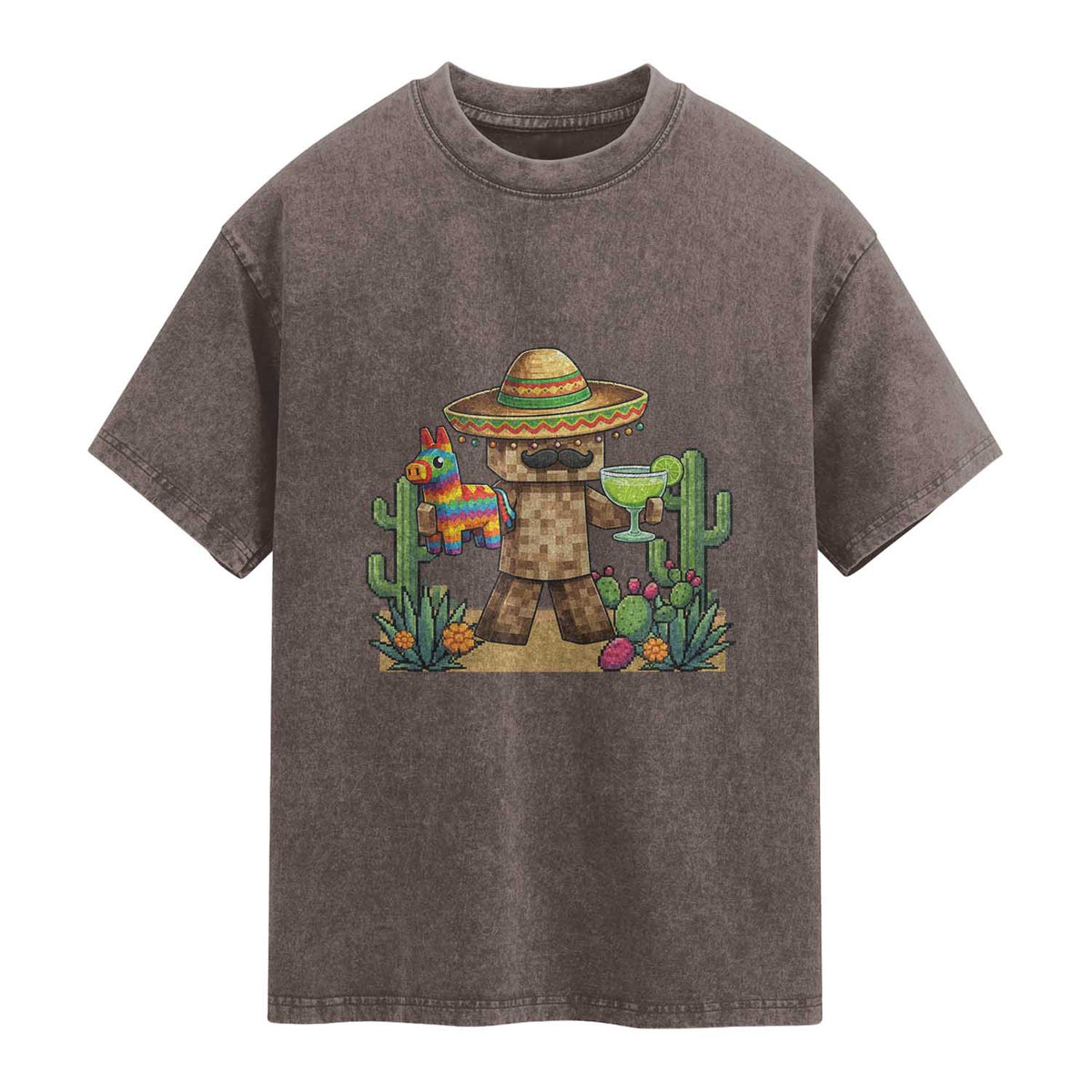 Cinco De Mayo Mexican Gamer Washed Cotton T-Shirt Video Game Fiesta Gift