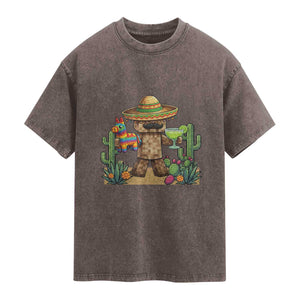 Cinco De Mayo Mexican Gamer Washed Cotton T-Shirt Video Game Fiesta Gift