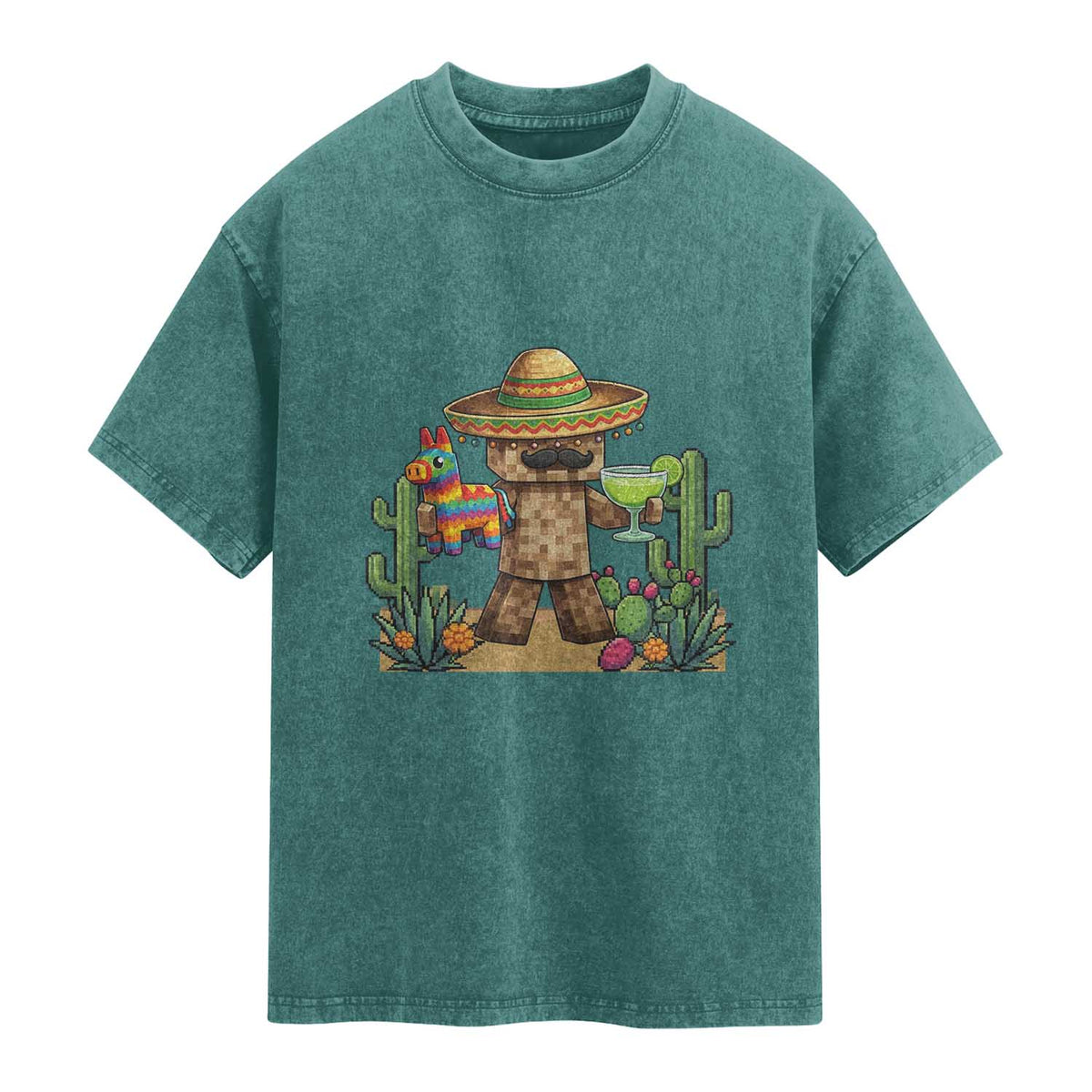 Cinco De Mayo Mexican Gamer Washed Cotton T-Shirt Video Game Fiesta Gift