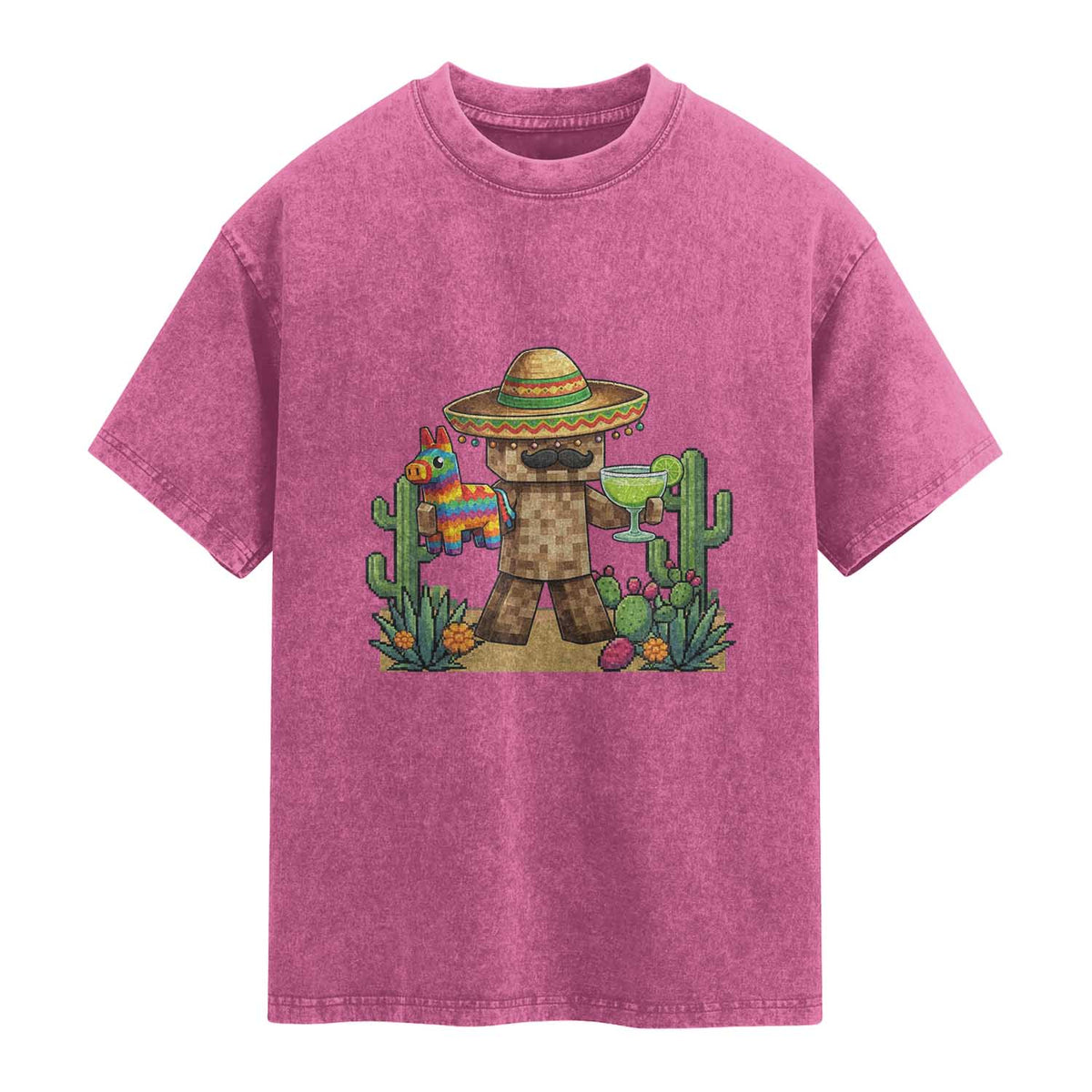 Cinco De Mayo Mexican Gamer Washed Cotton T-Shirt Video Game Fiesta Gift