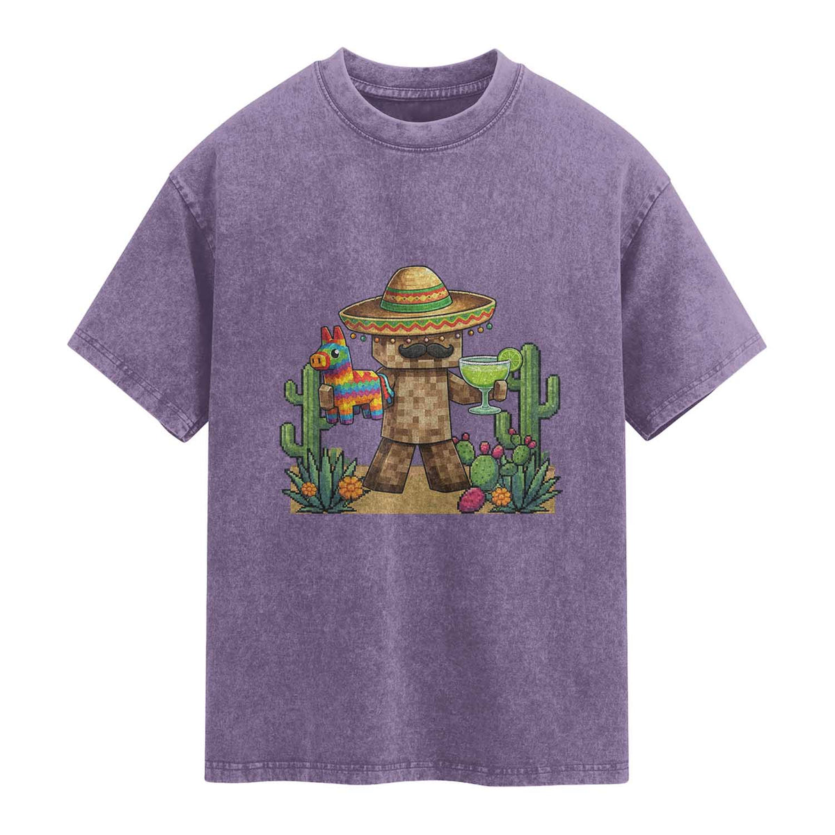 Cinco De Mayo Mexican Gamer Washed Cotton T-Shirt Video Game Fiesta Gift