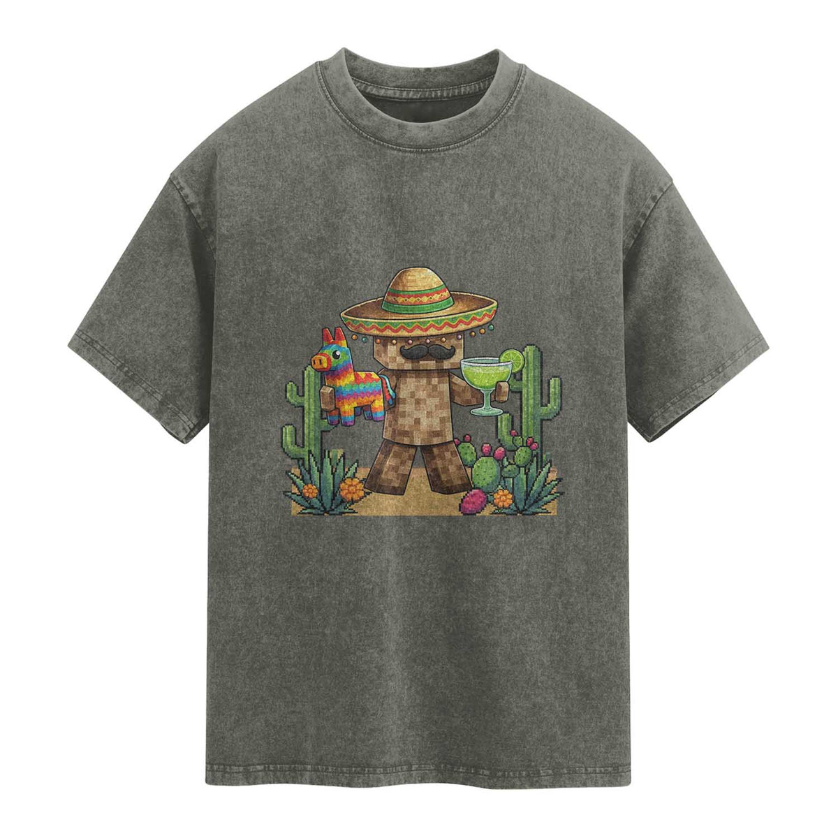 Cinco De Mayo Mexican Gamer Washed Cotton T-Shirt Video Game Fiesta Gift