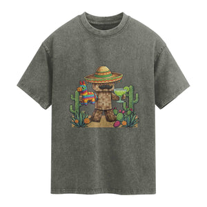 Cinco De Mayo Mexican Gamer Washed Cotton T-Shirt Video Game Fiesta Gift