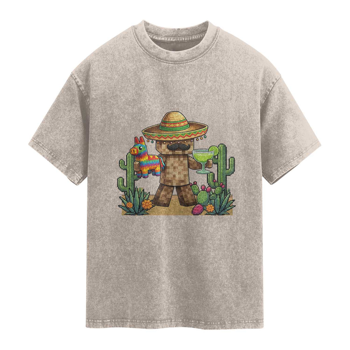 Cinco De Mayo Mexican Gamer Washed Cotton T-Shirt Video Game Fiesta Gift