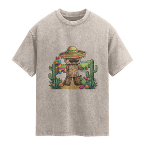 Cinco De Mayo Mexican Gamer Washed Cotton T-Shirt Video Game Fiesta Gift