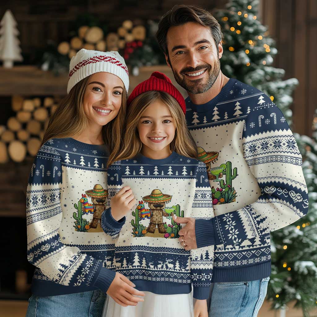 Cinco De Mayo Mexican Gamer Ugly Christmas Sweater Video Game Fiesta Gift TS12 Beige Navy Print Your Wear