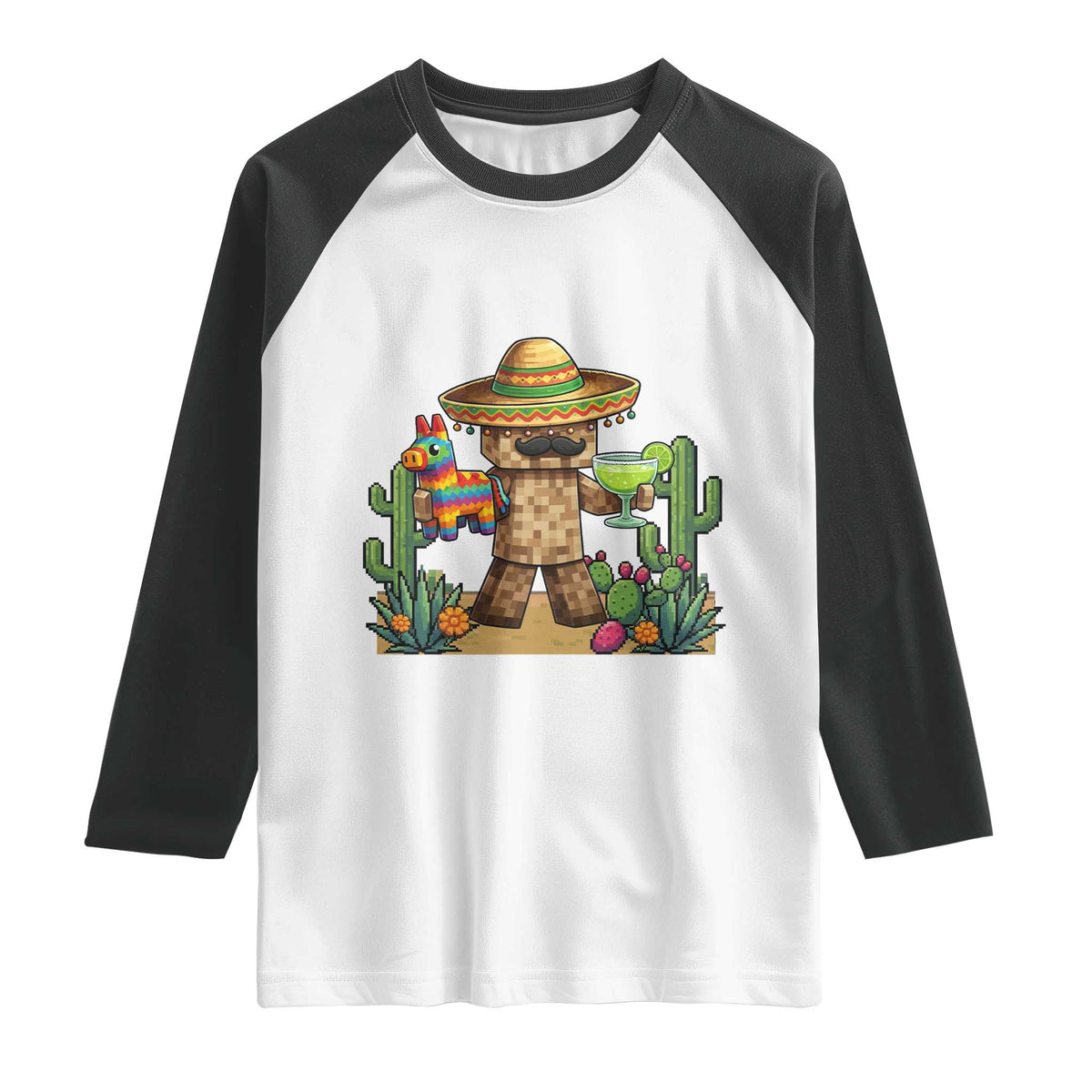 Cinco De Mayo Mexican Gamer Raglan Shirt Video Game Fiesta Gift TS12 White Black Print Your Wear