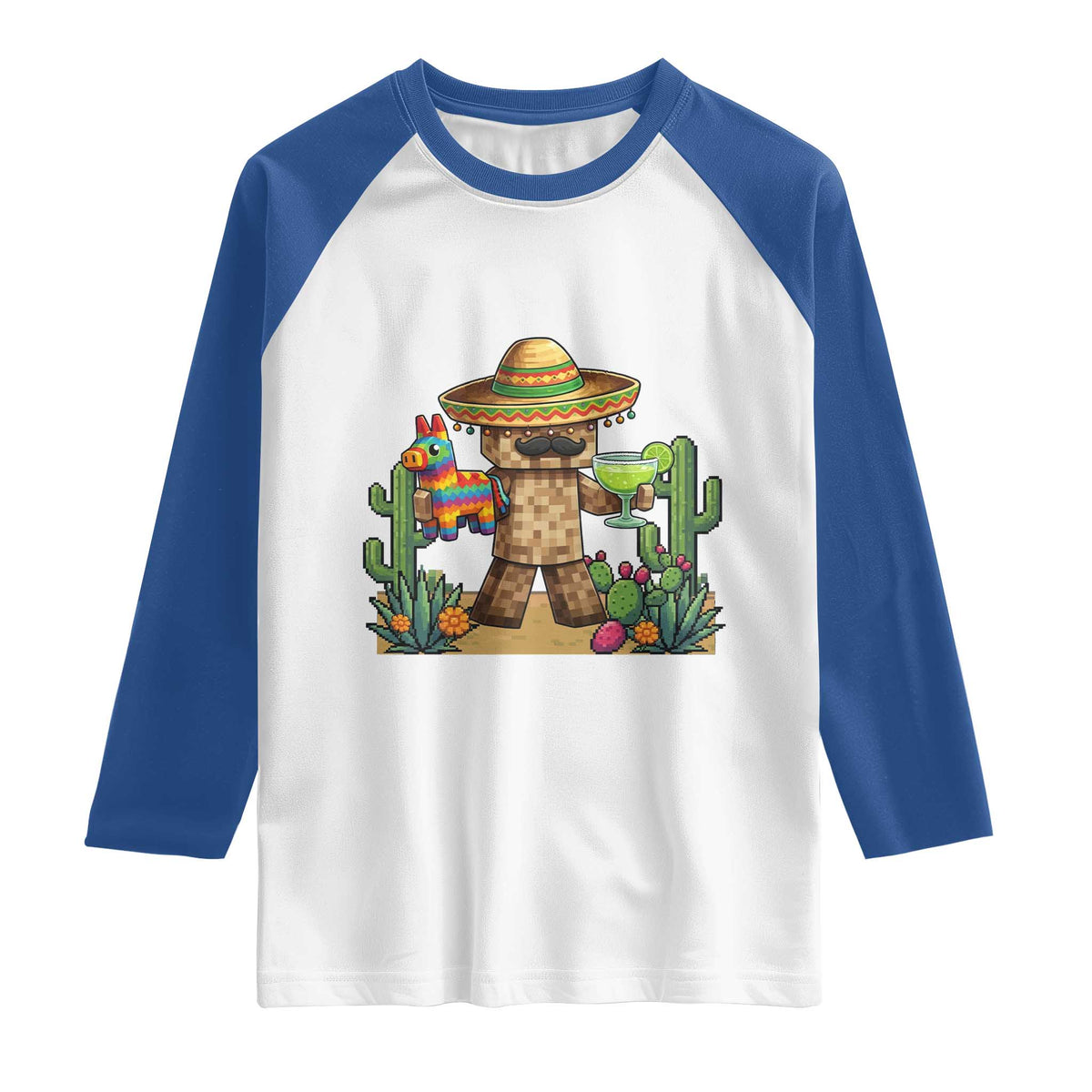 Cinco De Mayo Mexican Gamer Raglan Shirt Video Game Fiesta Gift TS12 White Royal Print Your Wear