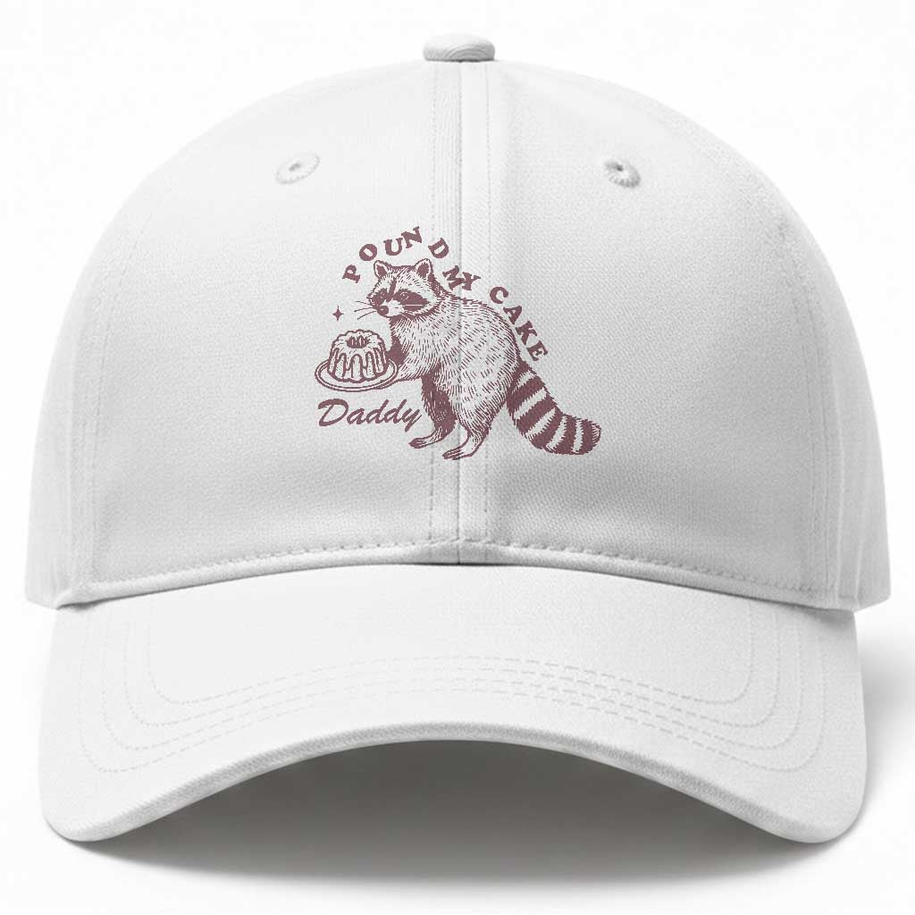 Funny Raccoon Adult Humor Gag Gift Baseball Cap Pound My Cake Daddy TS12 Print Your Wear