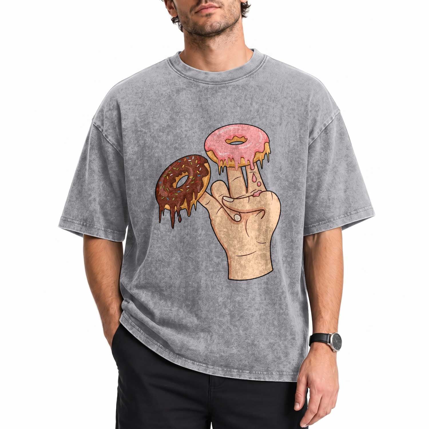 2 In The Pink 1 In The Stink Washed Cotton T-Shirt Funny Donut Adult Humor