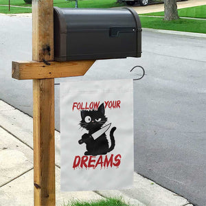 Killer Black Cat Halloween Garden Flag Follow Your Dreams TS12 Print Your Wear