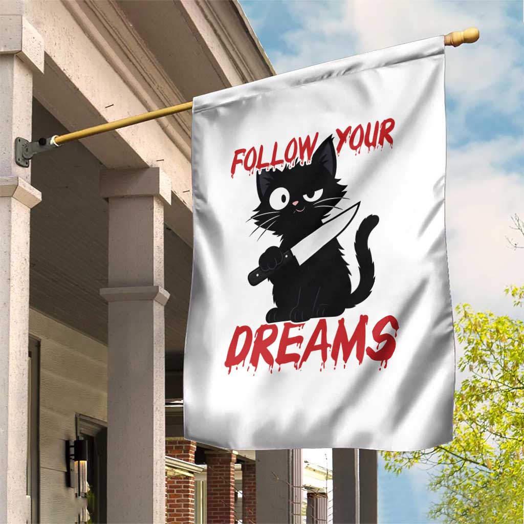 Killer Black Cat Halloween Garden Flag Follow Your Dreams TS12 Print Your Wear