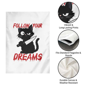 Killer Black Cat Halloween Garden Flag Follow Your Dreams TS12 Print Your Wear