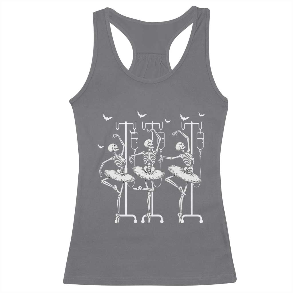Emergency Room RN Nurse Halloween Racerback Tank Top Dancing Skeleton TS12 Charcoal Print Your Wear