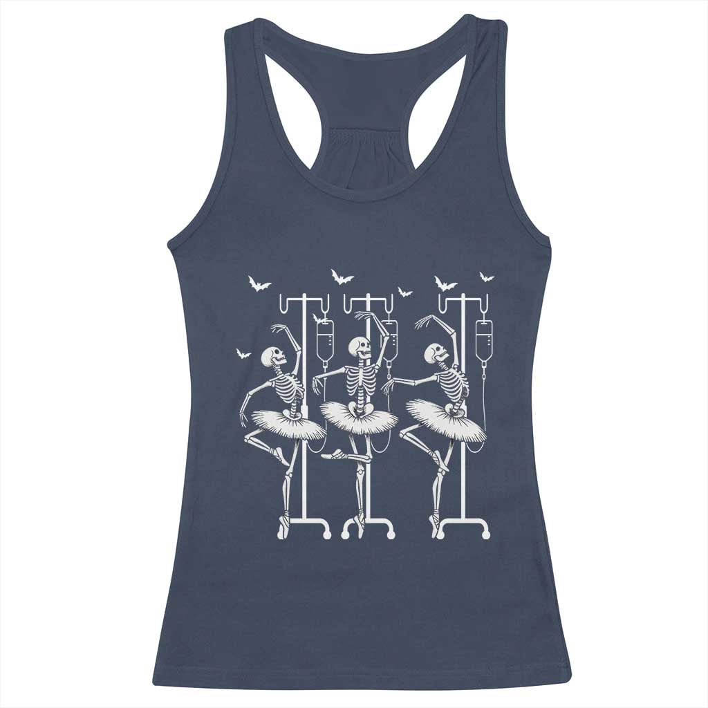 Emergency Room RN Nurse Halloween Racerback Tank Top Dancing Skeleton TS12 Navy Print Your Wear