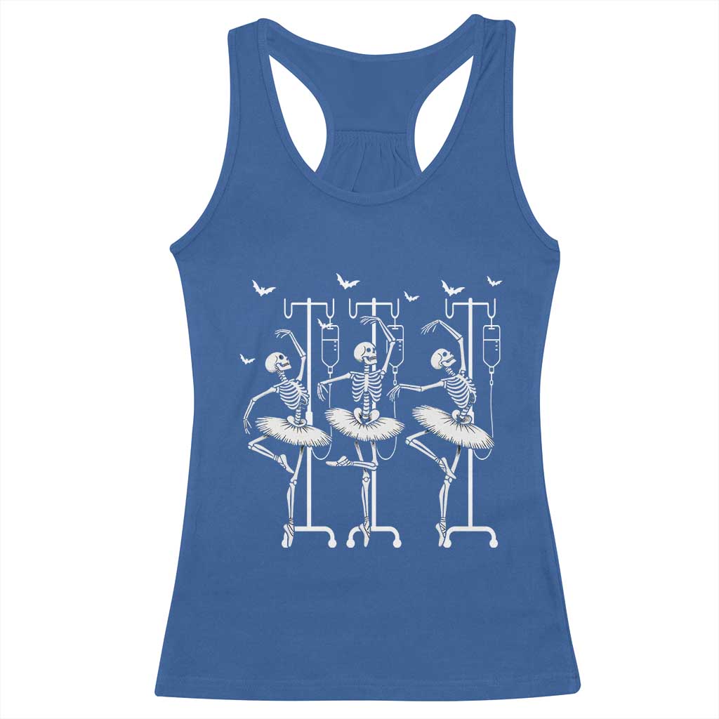 Emergency Room RN Nurse Halloween Racerback Tank Top Dancing Skeleton TS12 Royal Blue Print Your Wear