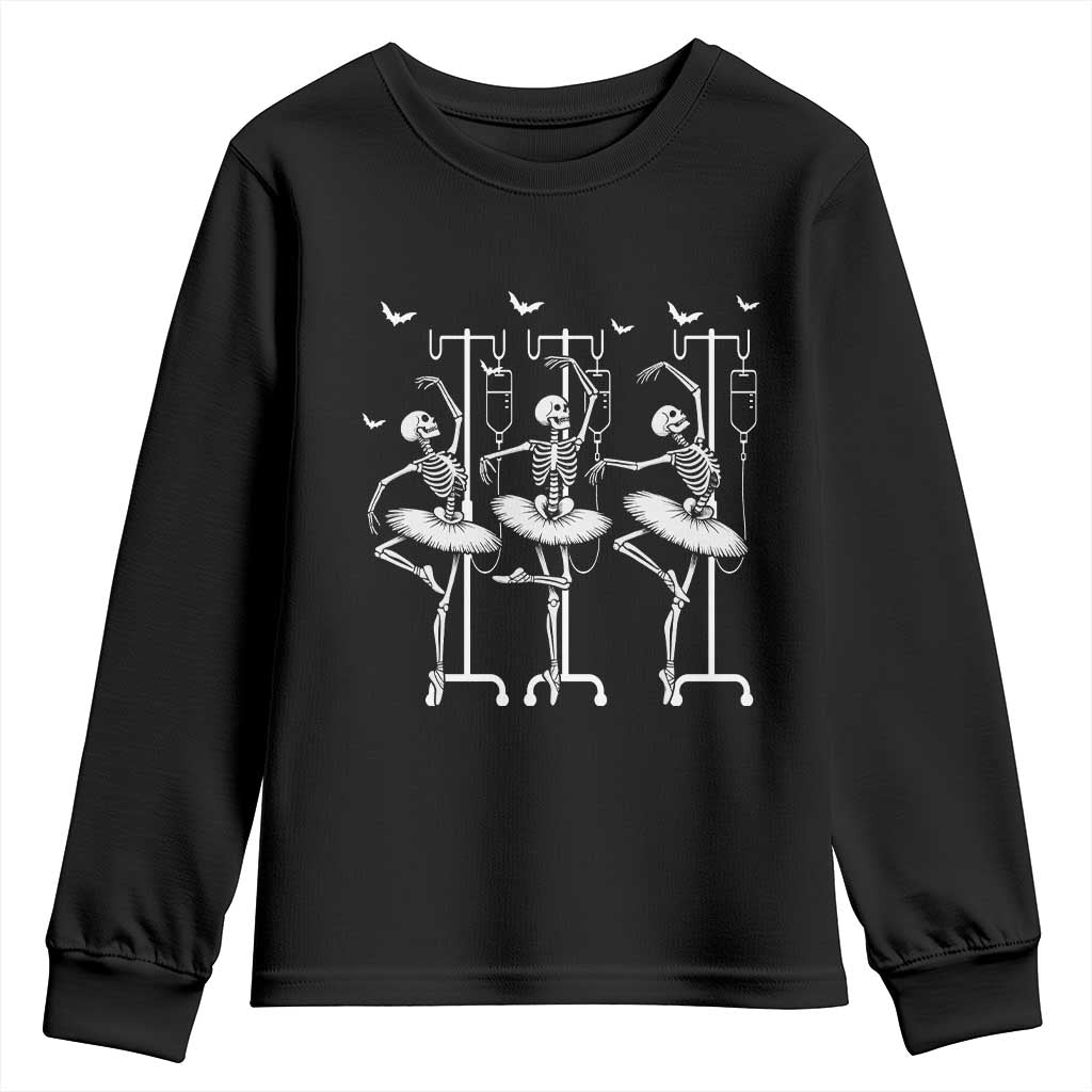 Emergency Room RN Nurse Halloween Youth Sweatshirt Dancing Skeleton TS12 Black Print Your Wear