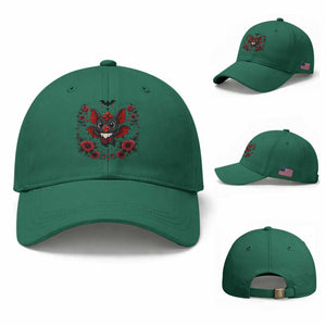 Cute Bat Floral Folk Art Baseball Cap Gothic Spooky Dia De Los Muertos Gift TS12 Baseball Cap Universal Fit Irish Green Print Your Wear