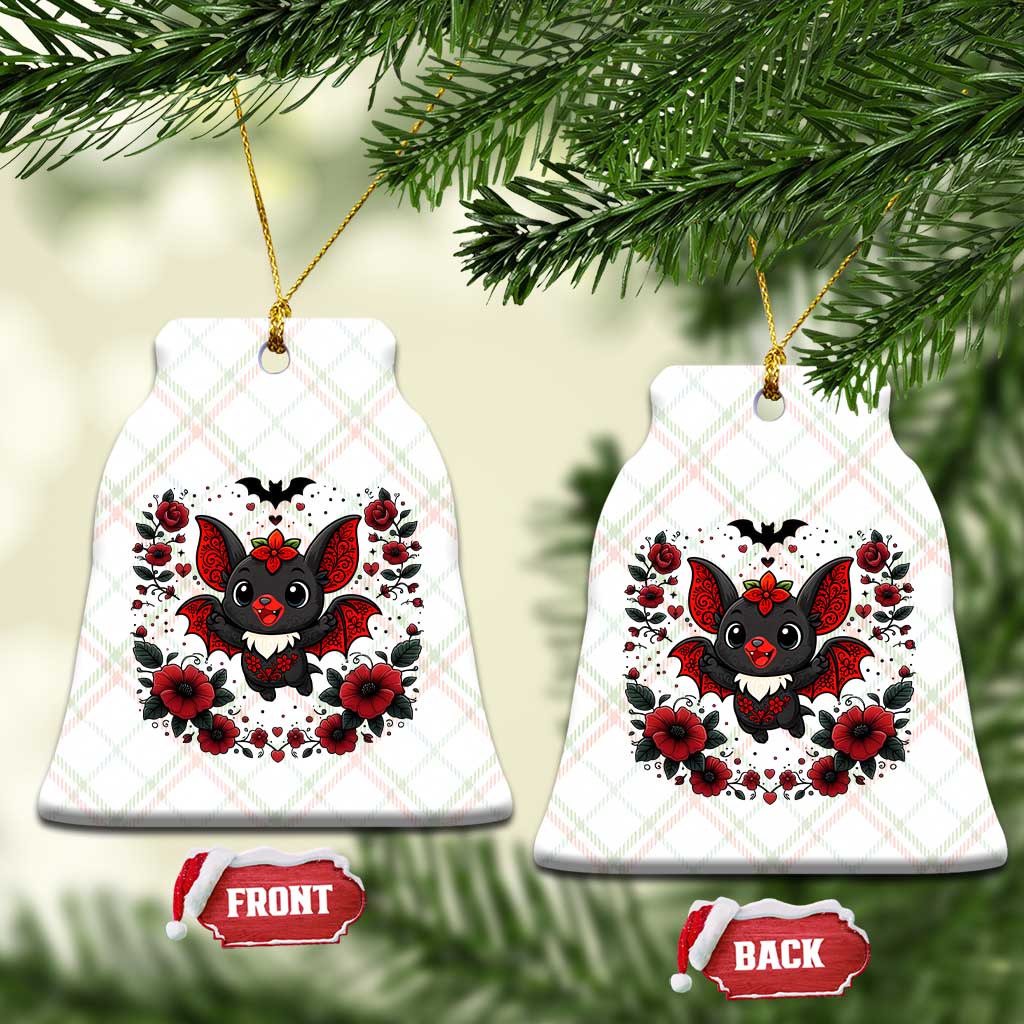 Cute Bat Floral Folk Art Ceramic Ornament Gothic Spooky Dia De Los Muertos Gift TS12 Print Your Wear