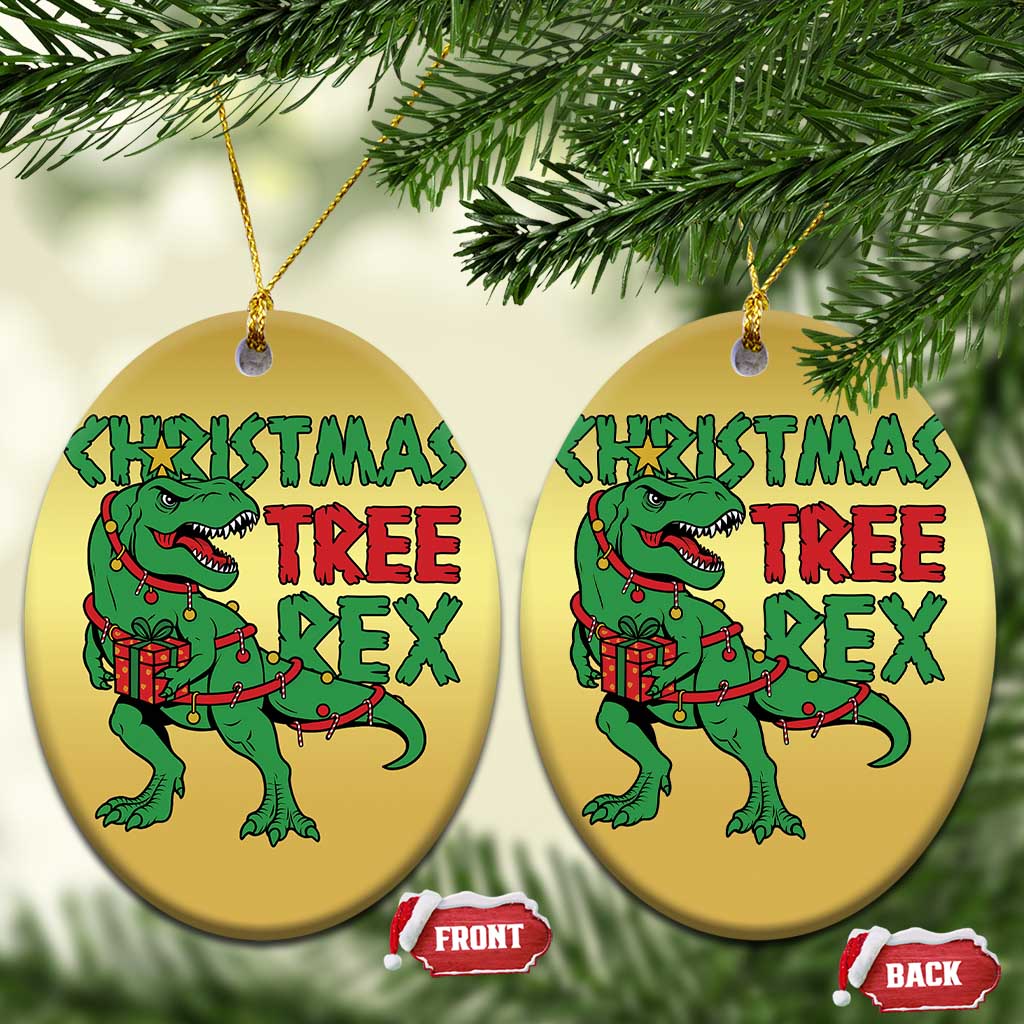 Xmas Dinosaur Christmas Ornament Funny Tree Rex Xmas Light TS12 Oval Gold Print Your Wear