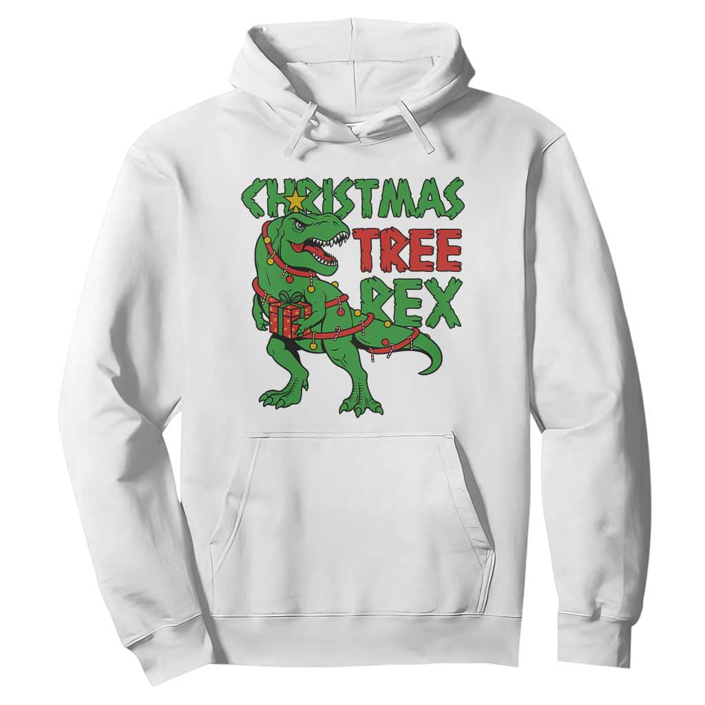 Christmas Dinosaur Hoodie Funny Tree Rex Xmas Light TS12 White Print Your Wear