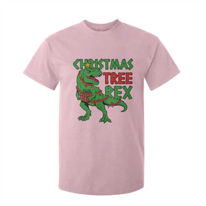 Christmas Dinosaur T Shirt For Kid Funny Tree Rex Xmas Light TS12 Light Pink Print Your Wear
