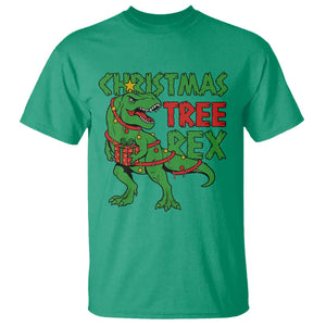 Christmas Dinosaur T Shirt Funny Tree Rex Xmas Light TS12 Irish Green Print Your Wear