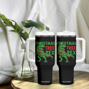Christmas Dinosaur Tumbler With Handle Funny Tree Rex Xmas Light TS12 Print Your Wear