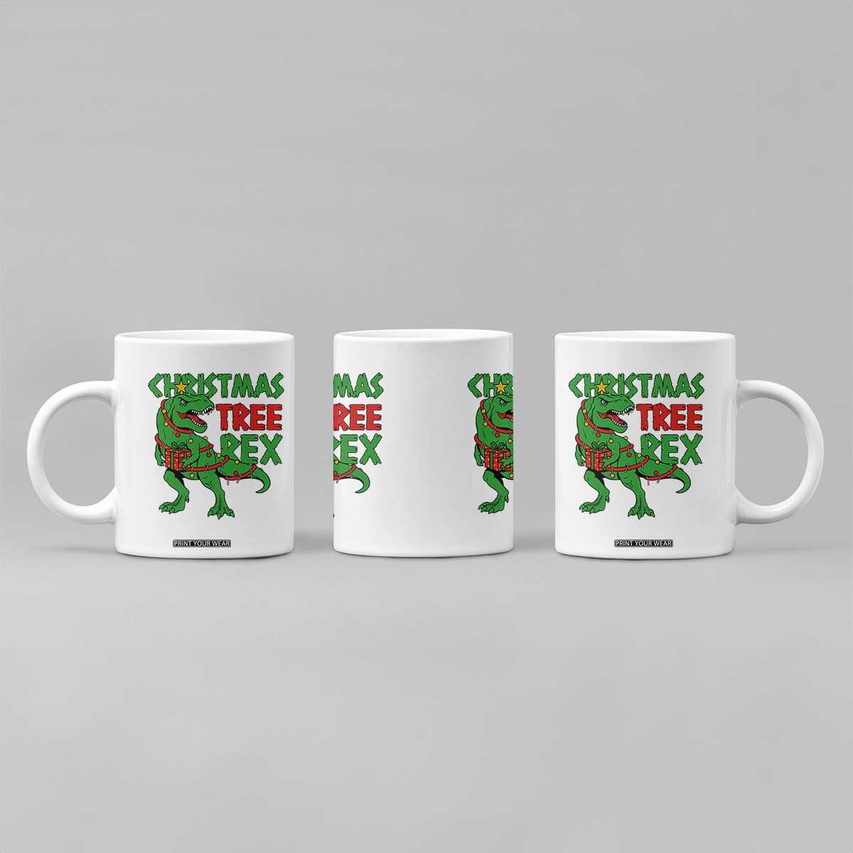 Christmas Dinosaur Coffee Mug Funny Tree Rex Xmas Light TS12 Print Your Wear