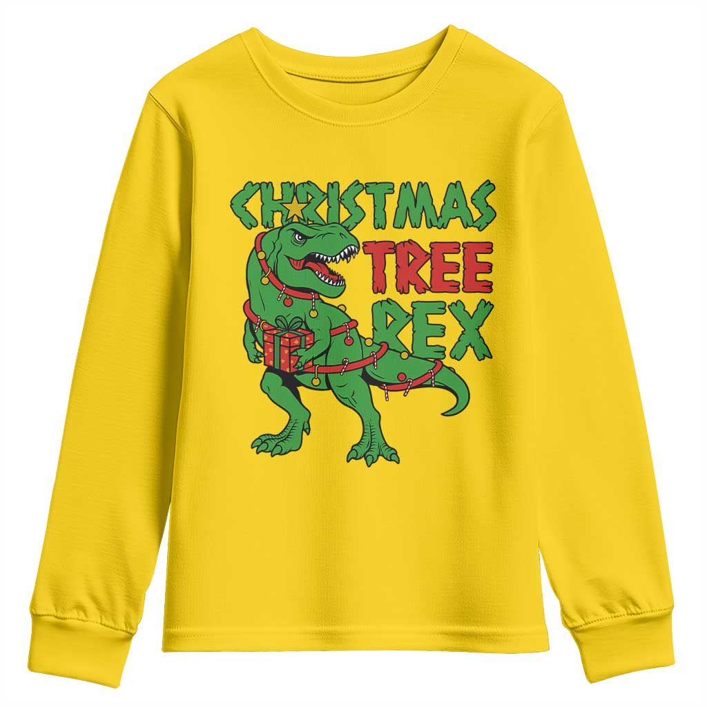 Christmas Dinosaur Youth Sweatshirt Funny Tree Rex Xmas Light TS12 Daisy Print Your Wear