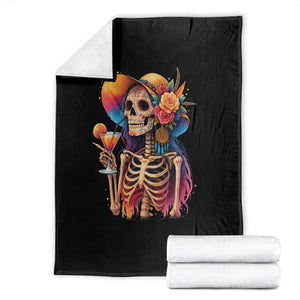 Funny Summer Sugar Skull Cocktail Lover Throw Blanket TS12 Black Print Your Wear