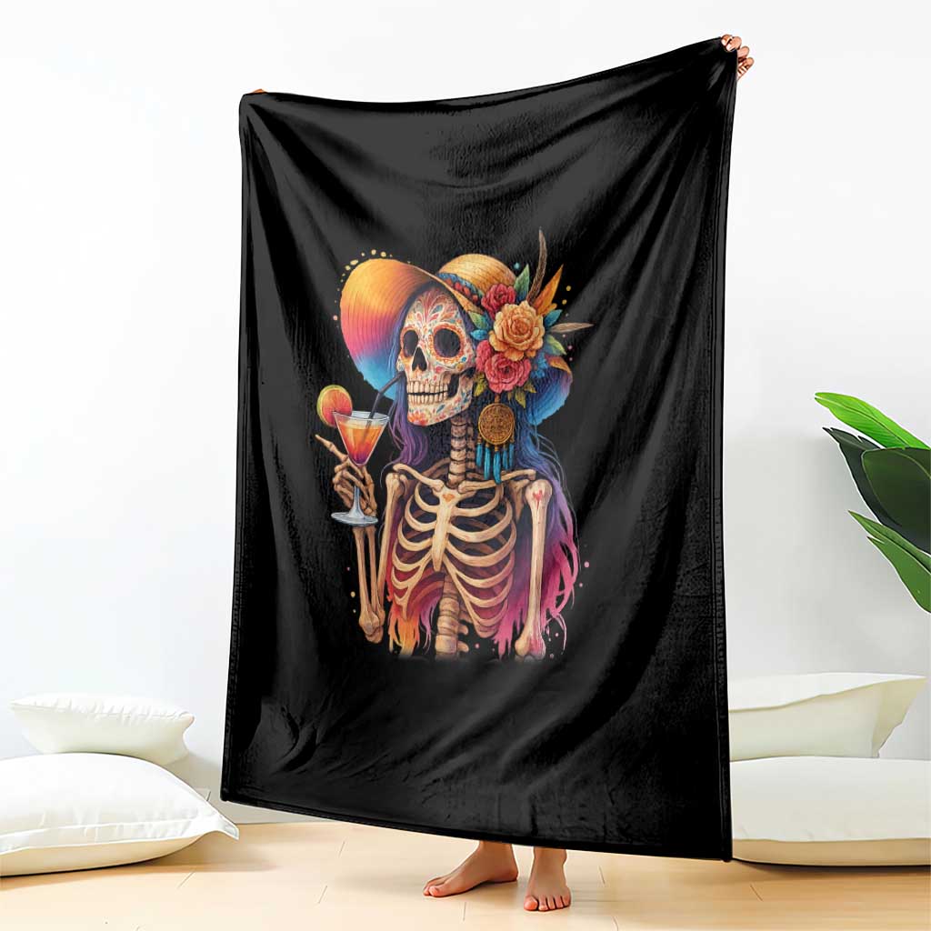Funny Summer Sugar Skull Cocktail Lover Throw Blanket TS12 Print Your Wear