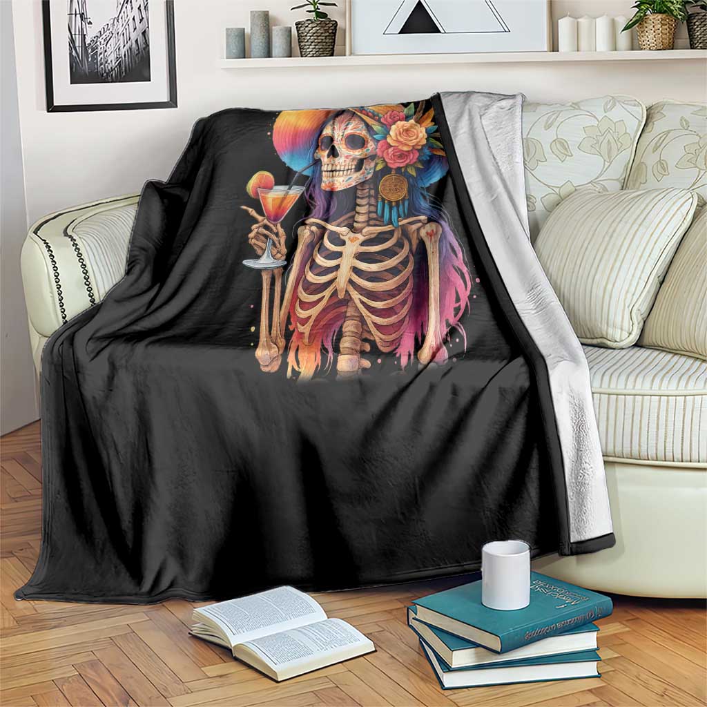 Funny Summer Sugar Skull Cocktail Lover Throw Blanket TS12 Print Your Wear