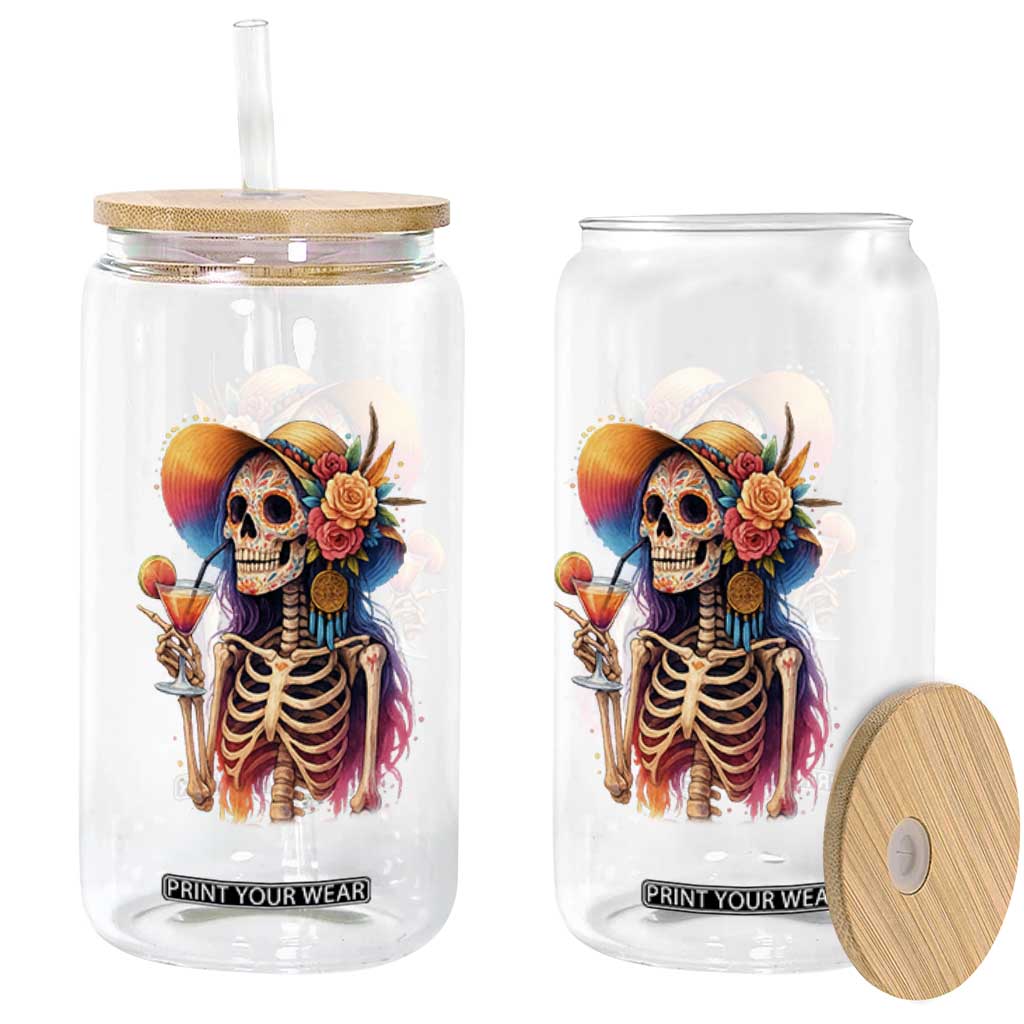 Funny Summer Sugar Skull Cocktail Lover Glass Can TS12 Print Your Wear