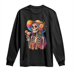 Funny Summer Sugar Skull Cocktail Lover Long Sleeve Shirt TS12 Black Print Your Wear