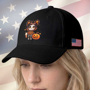 Halloween Autumn Spooky Fall Gift Baseball Cap Cute Chibi Skeleton Girl Pumpkin Spice Latte TS12 Print Your Wear