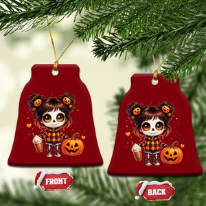 Halloween Autumn Spooky Fall Gift Ceramic Ornament Cute Chibi Skeleton Girl Pumpkin Spice Latte TS12 Print Your Wear