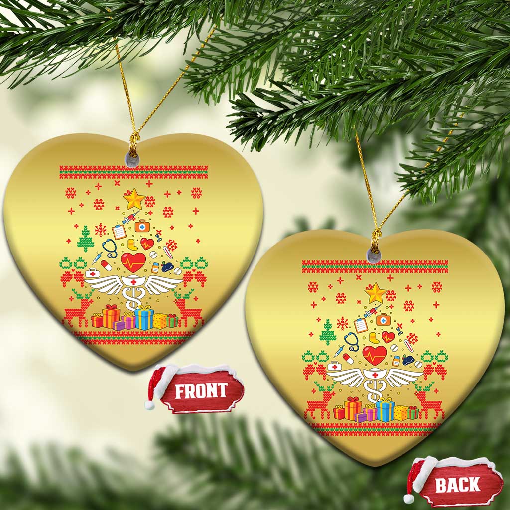 Funny Xmas Healthcare Worker Christmas Ornament Nurses And Doctors Pine Tree TS12 Heart Gold Print Your Wear