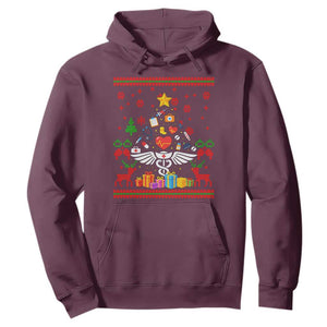 Funny Christmas Healthcare Worker Hoodie Nurses And Doctors Pine Tree TS12 Maroon Print Your Wear