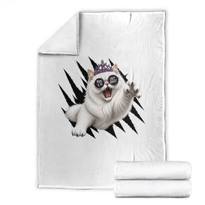 Funny Princess Cat With Featuring Scratch Effect Printed Throw Blanket This Is An Outrage TS12 White Print Your Wear