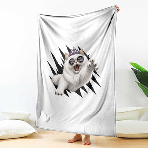 Funny Princess Cat With Featuring Scratch Effect Printed Throw Blanket This Is An Outrage TS12 Print Your Wear