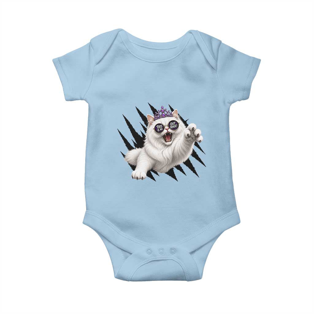 Funny Princess Cat With Featuring Scratch Effect Printed Baby Onesie This Is An Outrage TS12 Light Blue Print Your Wear