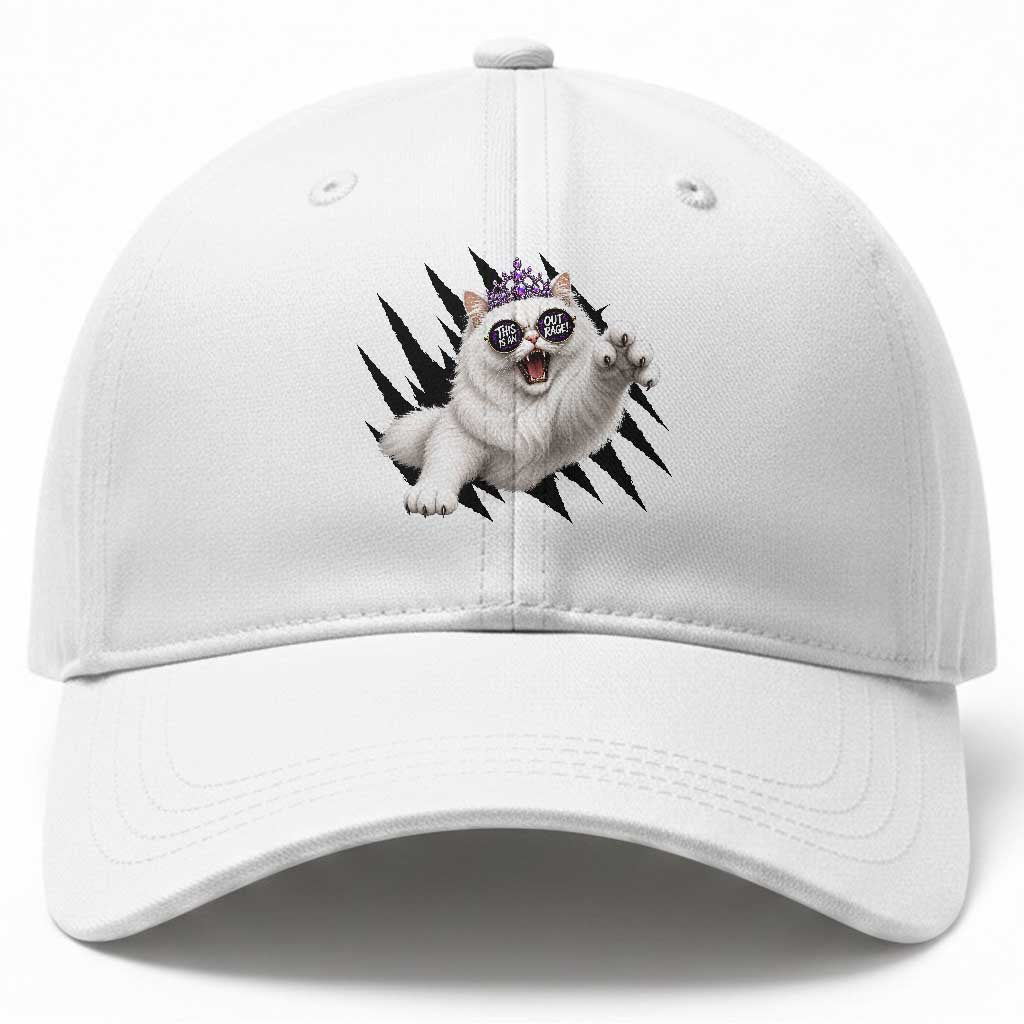 Funny Princess Cat With Featuring Scratch Effect Printed Baseball Cap This Is An Outrage TS12 Print Your Wear