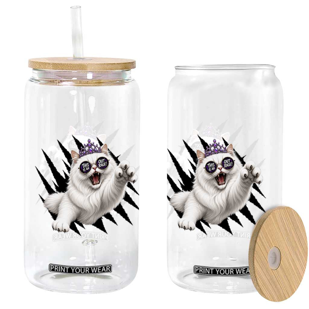 Funny Princess Cat With Featuring Scratch Effect Printed Glass Can This Is An Outrage TS12 Print Your Wear