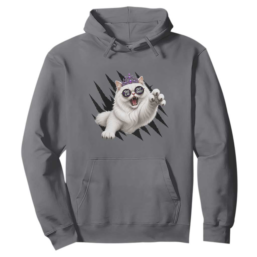 Funny Princess Cat With Featuring Scratch Effect Printed Hoodie This Is An Outrage TS12 Charcoal Print Your Wear
