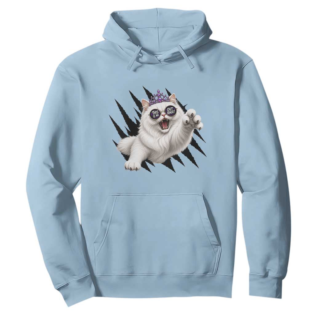 Funny Princess Cat With Featuring Scratch Effect Printed Hoodie This Is An Outrage TS12 Light Blue Print Your Wear