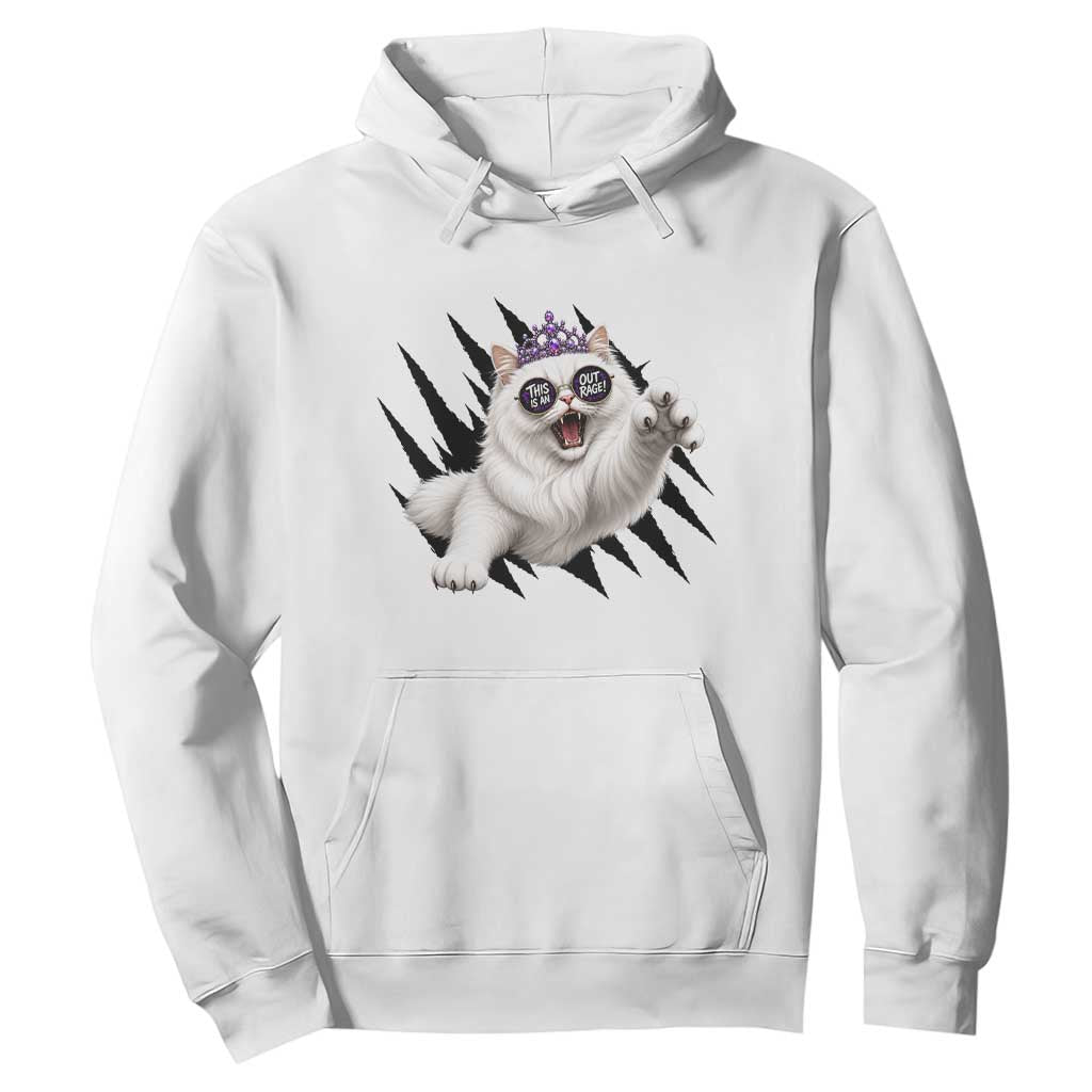 Funny Princess Cat With Featuring Scratch Effect Printed Hoodie This Is An Outrage TS12 White Print Your Wear