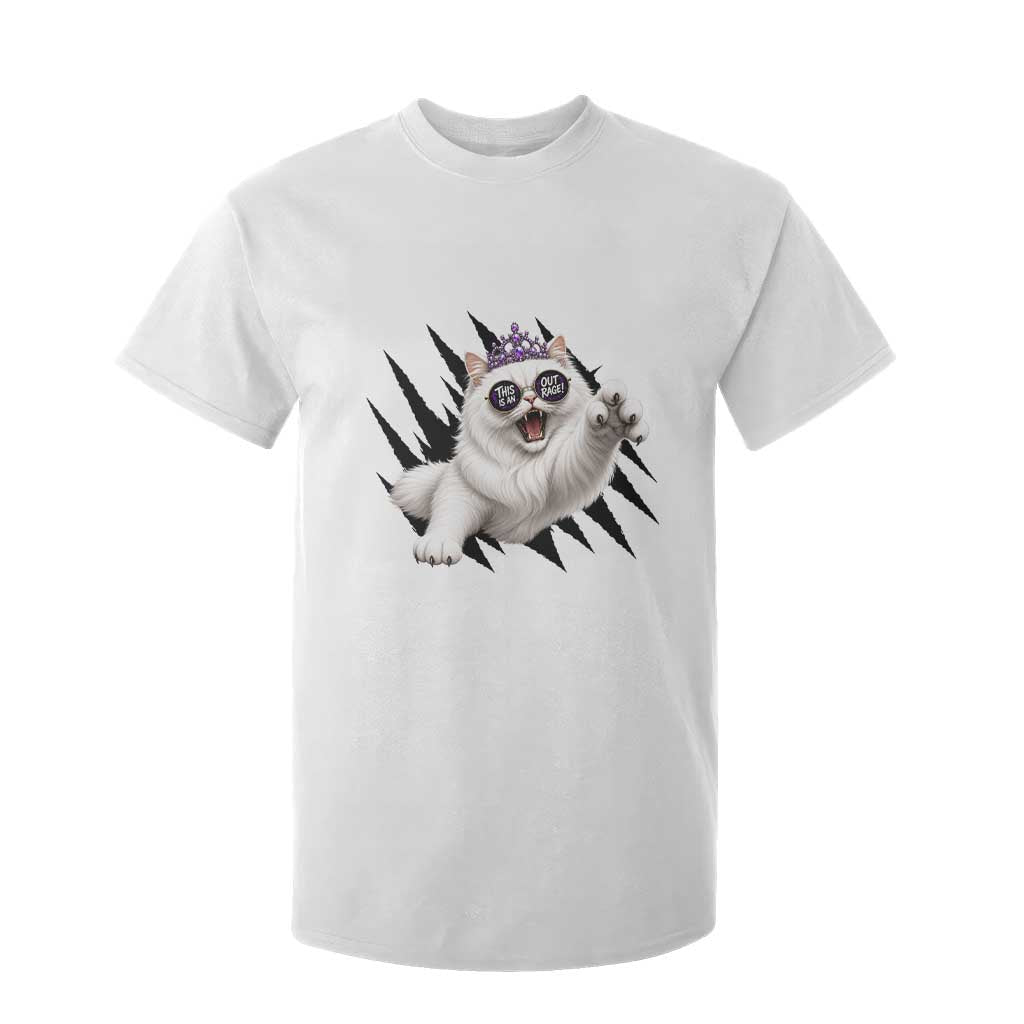 Funny Princess Cat With Featuring Scratch Effect Printed T Shirt For Kid This Is An Outrage TS12 White Print Your Wear