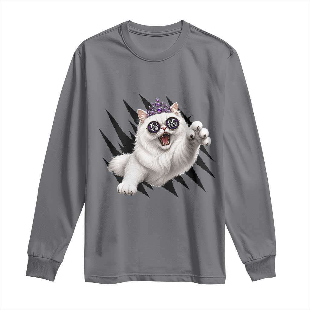 Funny Princess Cat With Featuring Scratch Effect Printed Long Sleeve Shirt This Is An Outrage TS12 Charcoal Print Your Wear