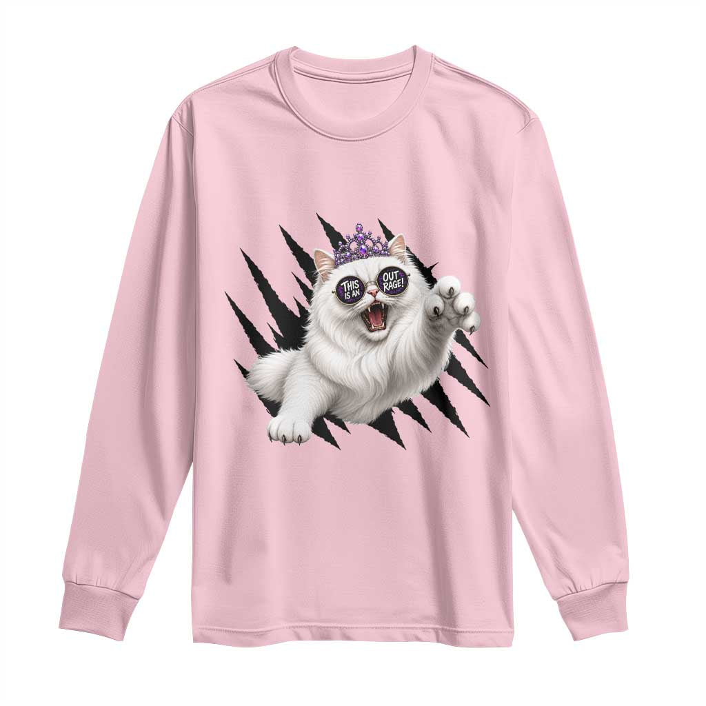 Funny Princess Cat With Featuring Scratch Effect Printed Long Sleeve Shirt This Is An Outrage TS12 Light Pink Print Your Wear